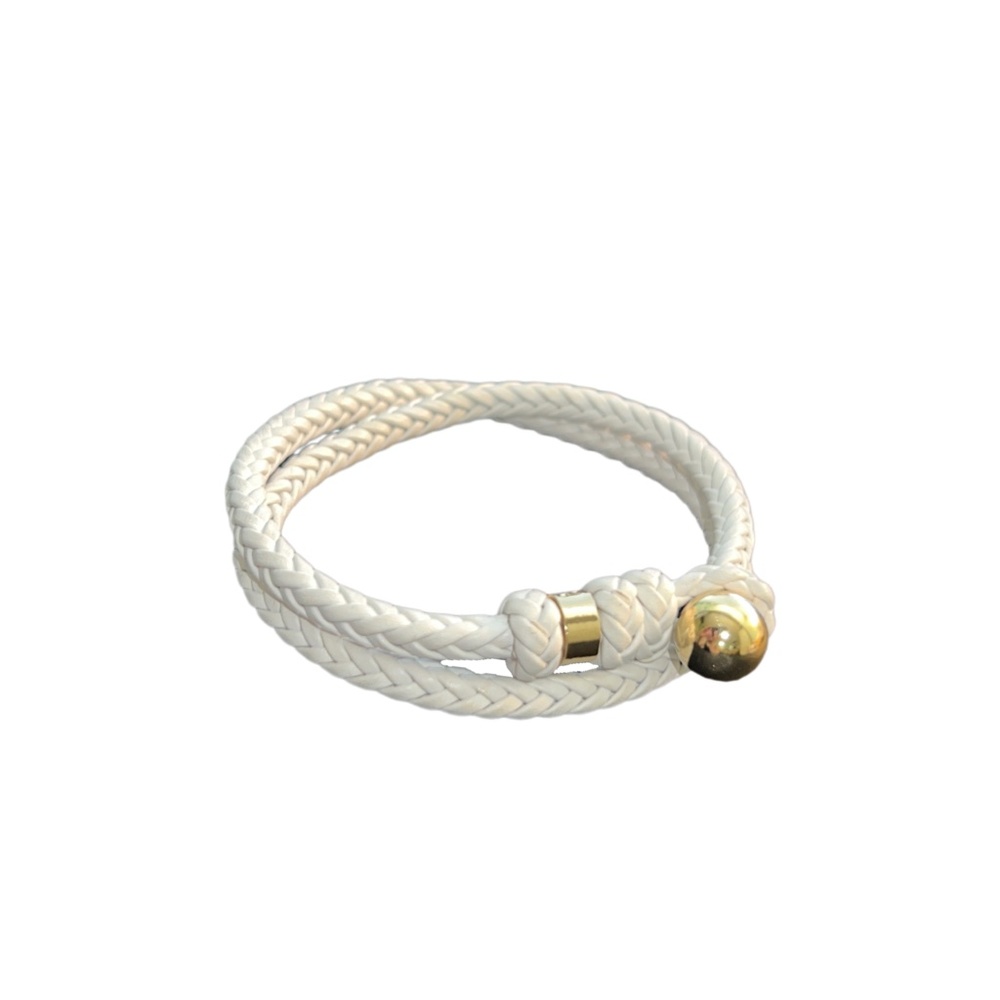 NEW Men’s White Italian Leather Bracelet – Handmade in Italy – Double Wrap